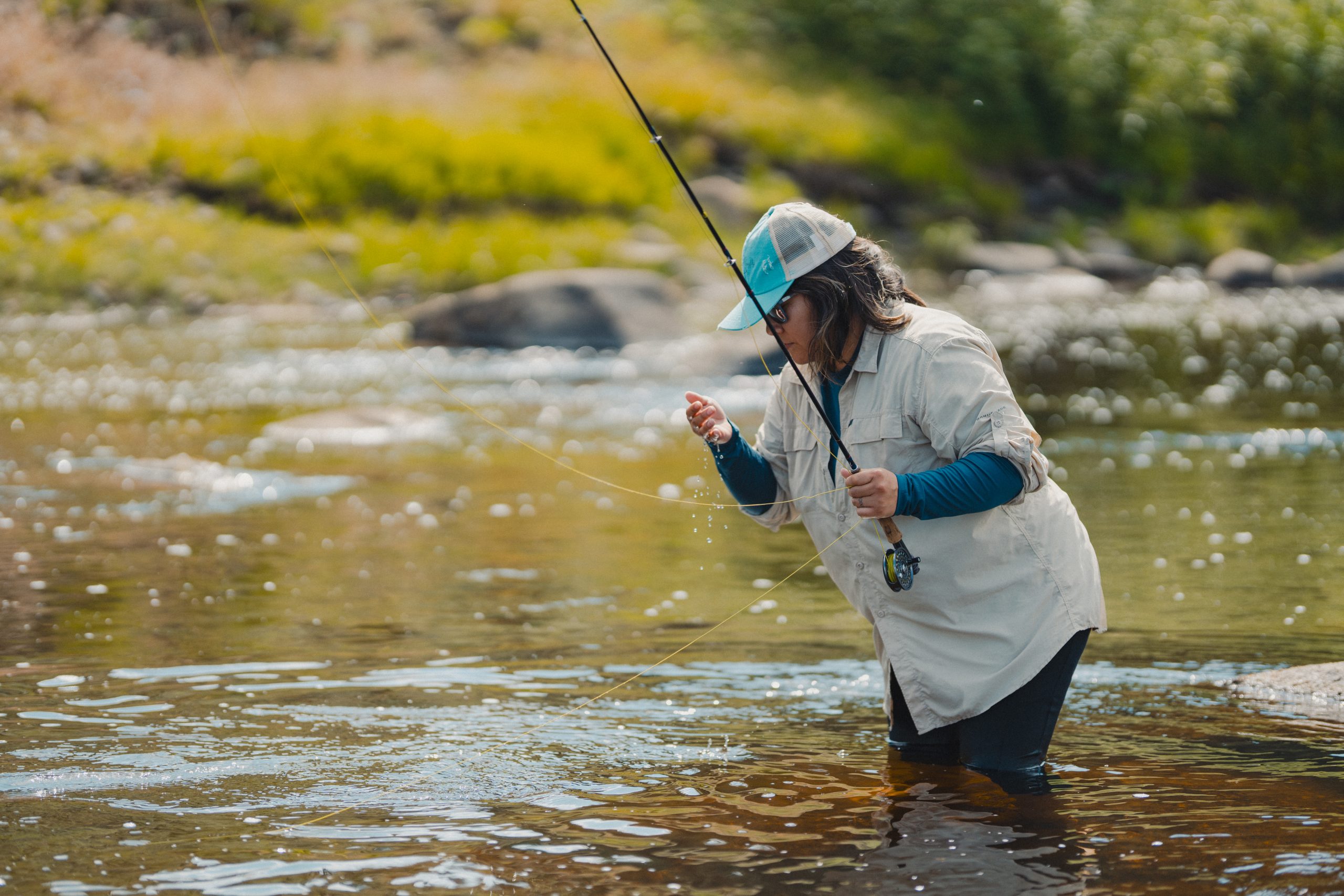 A Female Veteran checks her fly choice on the Big Hole